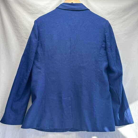 Chadwicks of Boston Women's Linen Blend Navy Blazer Button Closure Size 10 - Picture 2 of 12